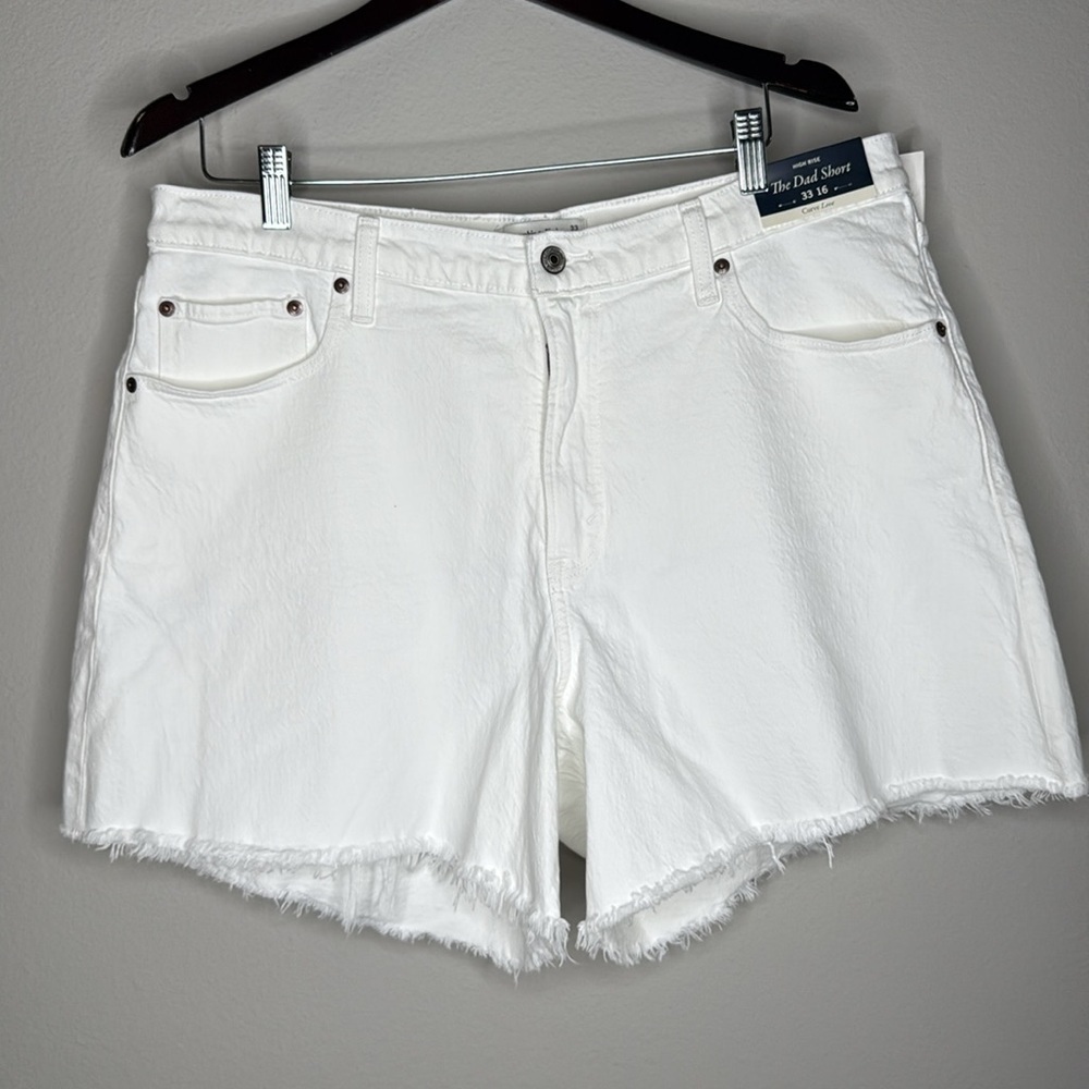 Abercrombie & Fitch Curve Love High Rise The Dad Short in White Size 16/33 NWT
